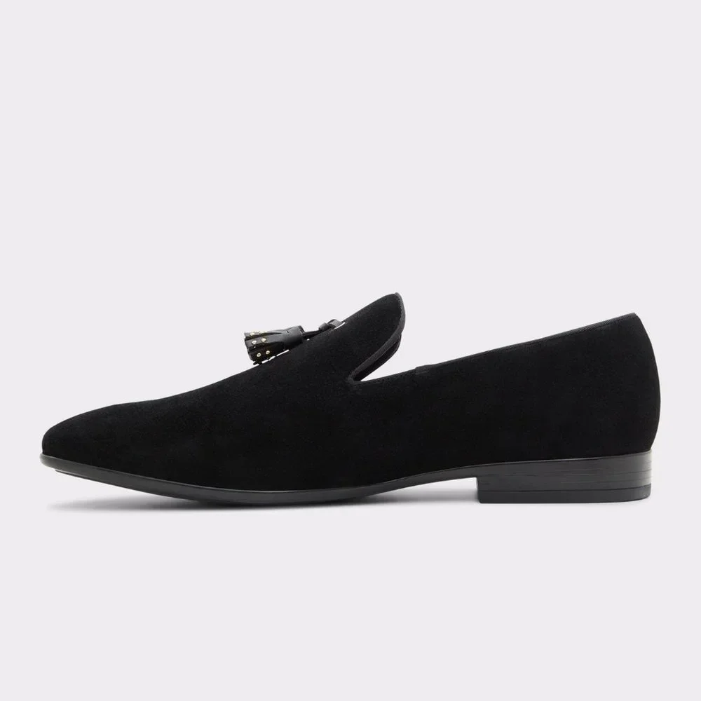NWOB Aldo Croham Black Suede Tassel Loafer